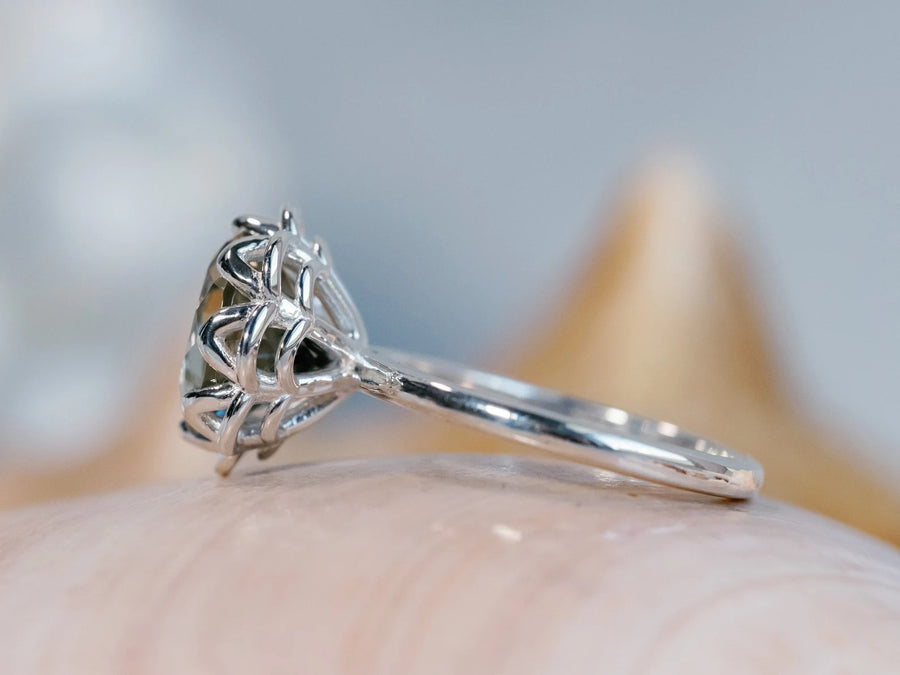 14k Large Prasiolite Green Amethyst Ring