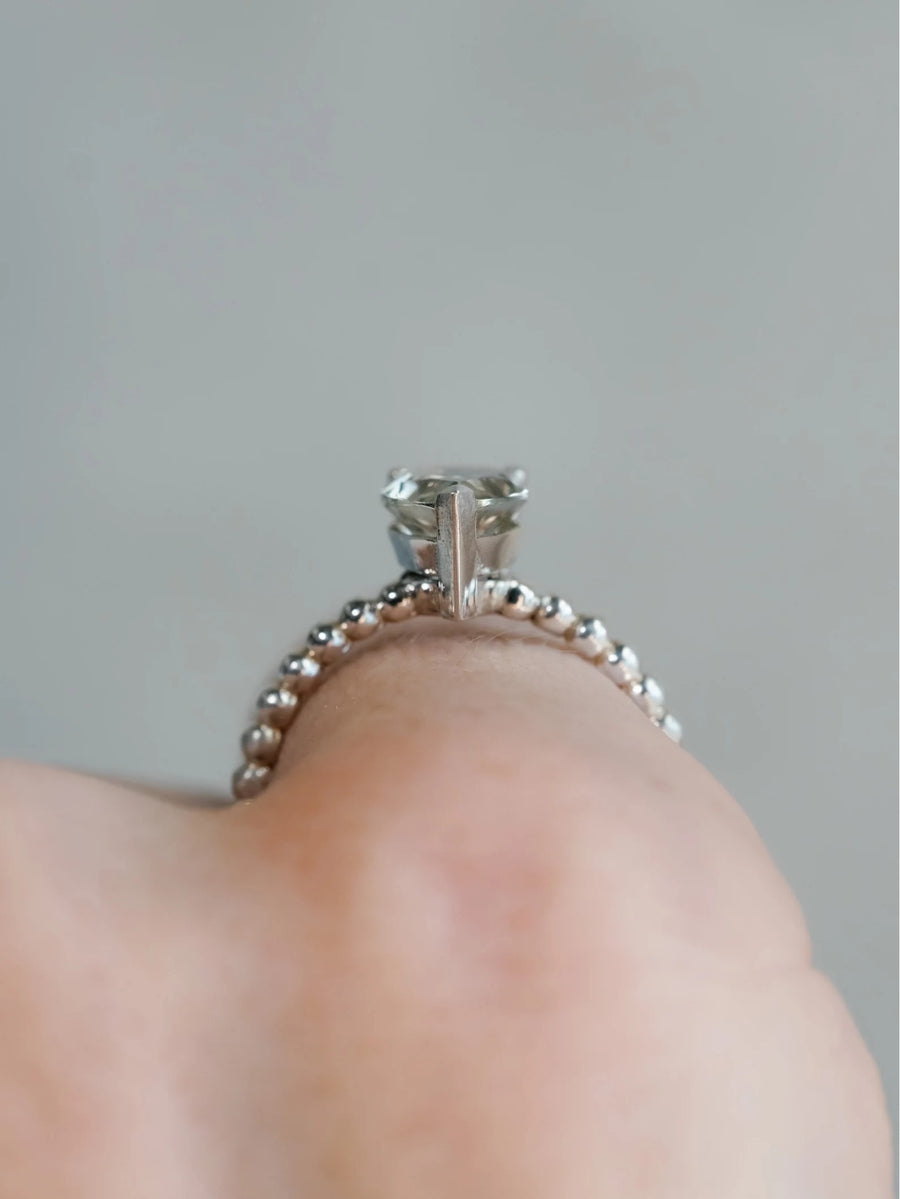 14k Pear Cut Prasiolite Green Amethyst Ring