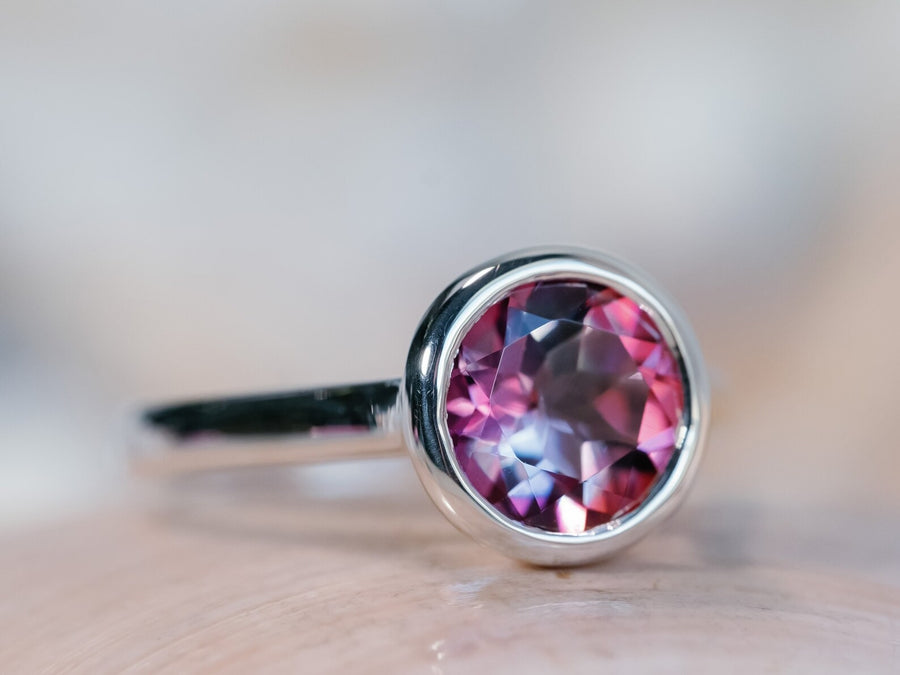 14k Pink Topaz Bezel Ring