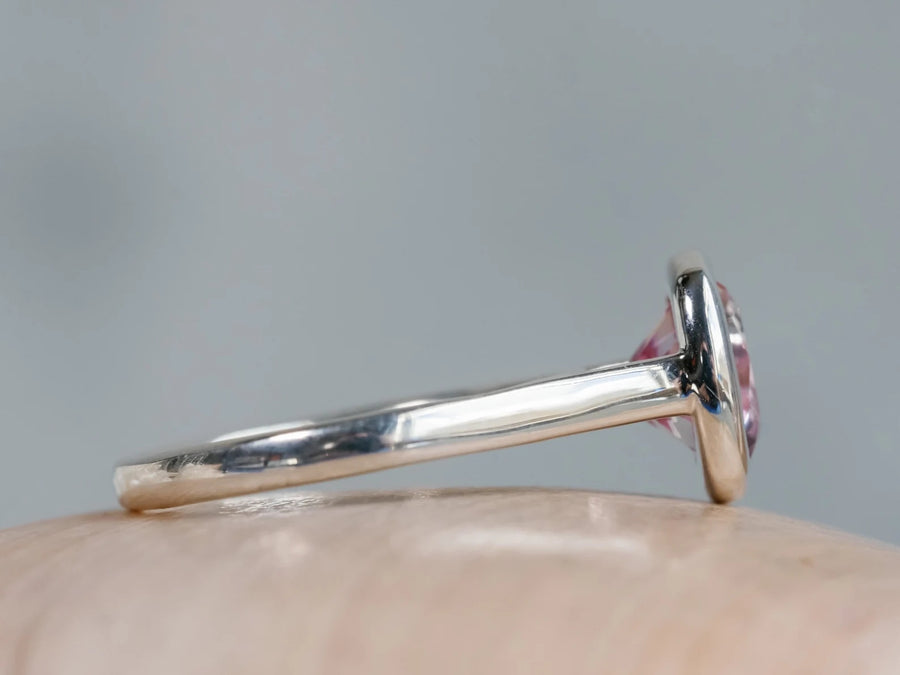 Cushion Cut Pink Topaz Bezel Ring