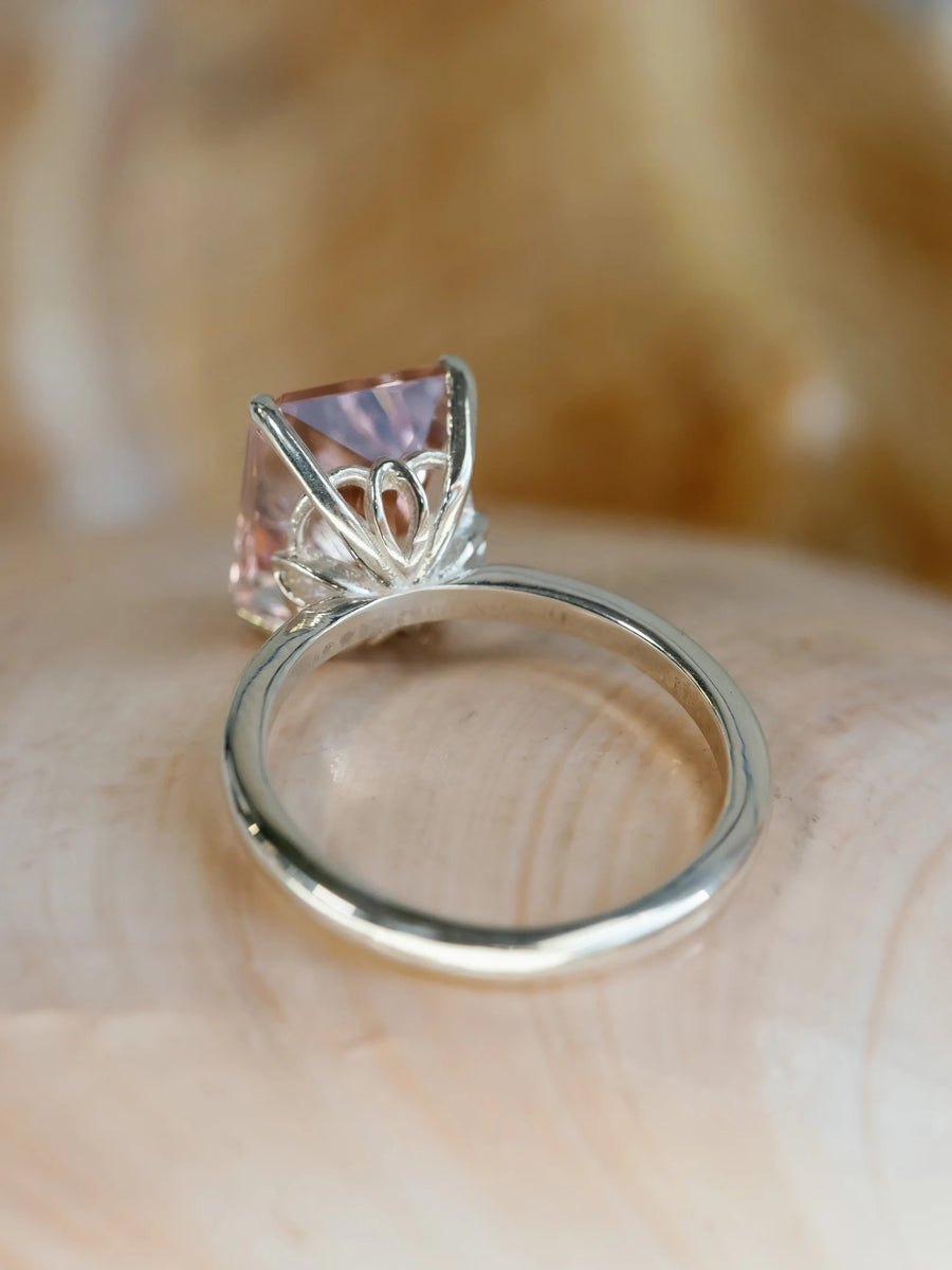 14k Radiant Cut Natural Morganite Ring