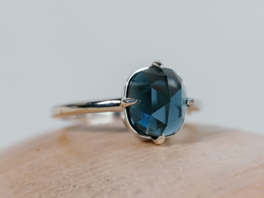 14k Rose Cut London Blue Topaz Ring