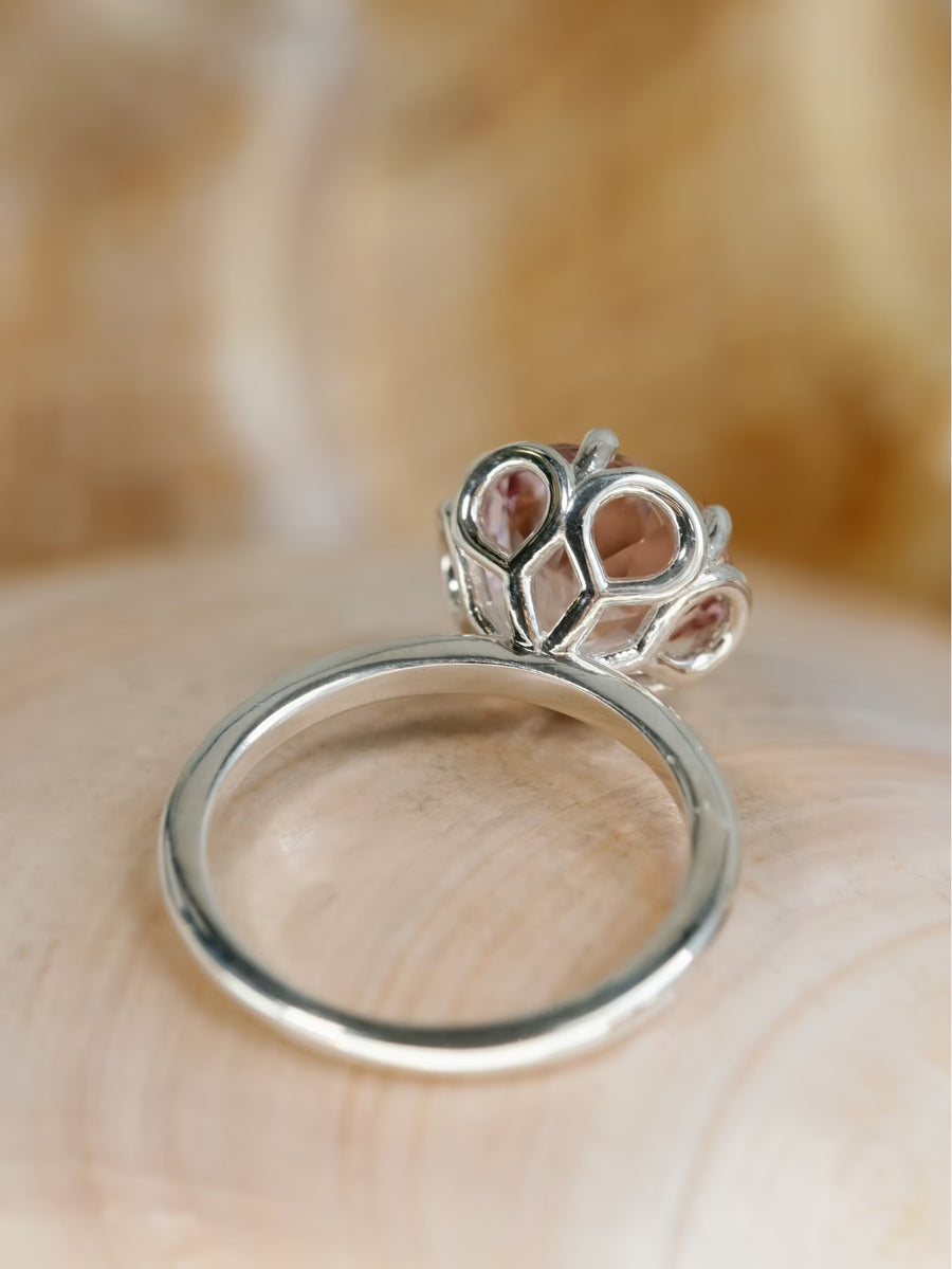 14k Natural Morganite Round Engagement Ring