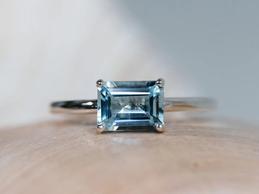 14k Sky Blue Topaz Ring, Natural Blue Topaz Ring