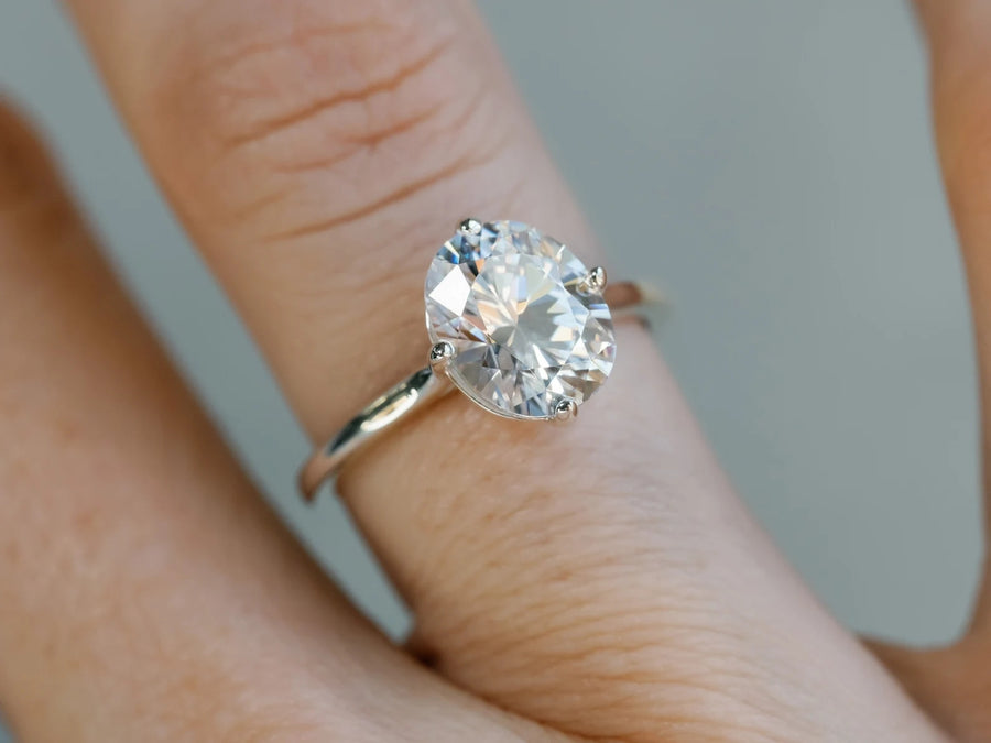 14k Oval Moissanite 3.00ct Engagement Ring
