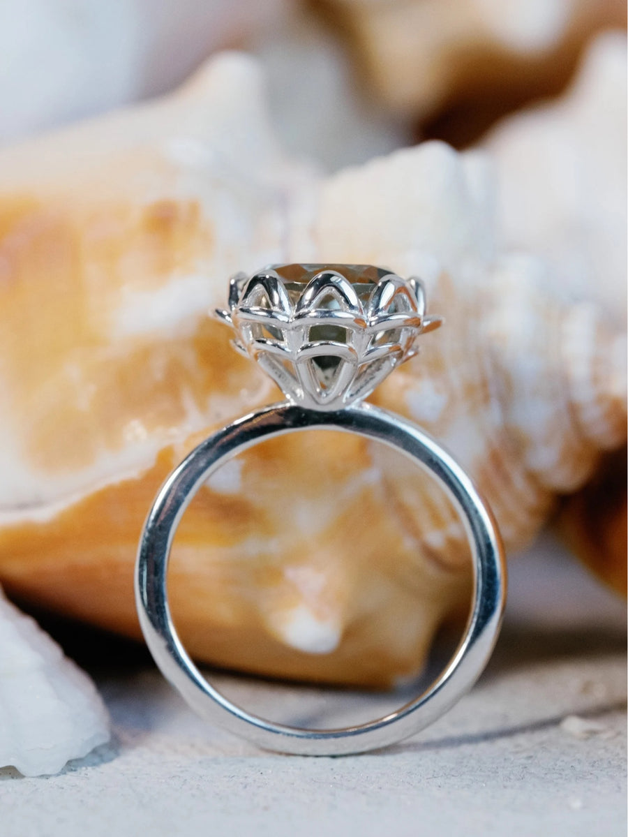 14k Large Prasiolite Green Amethyst Ring