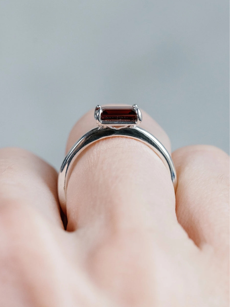 14k Emerald Cut Garnet Ring