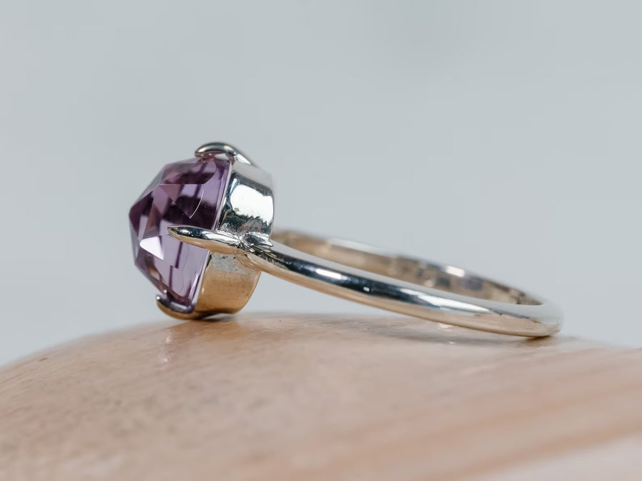 14k Amethyst Antique Rose Cut Rose De France Ring