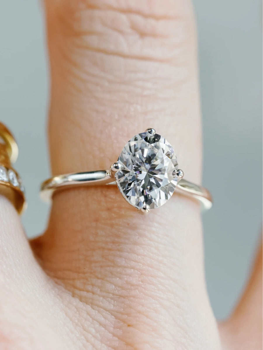 14k Oval Moissanite 2.00ct Engagement Ring