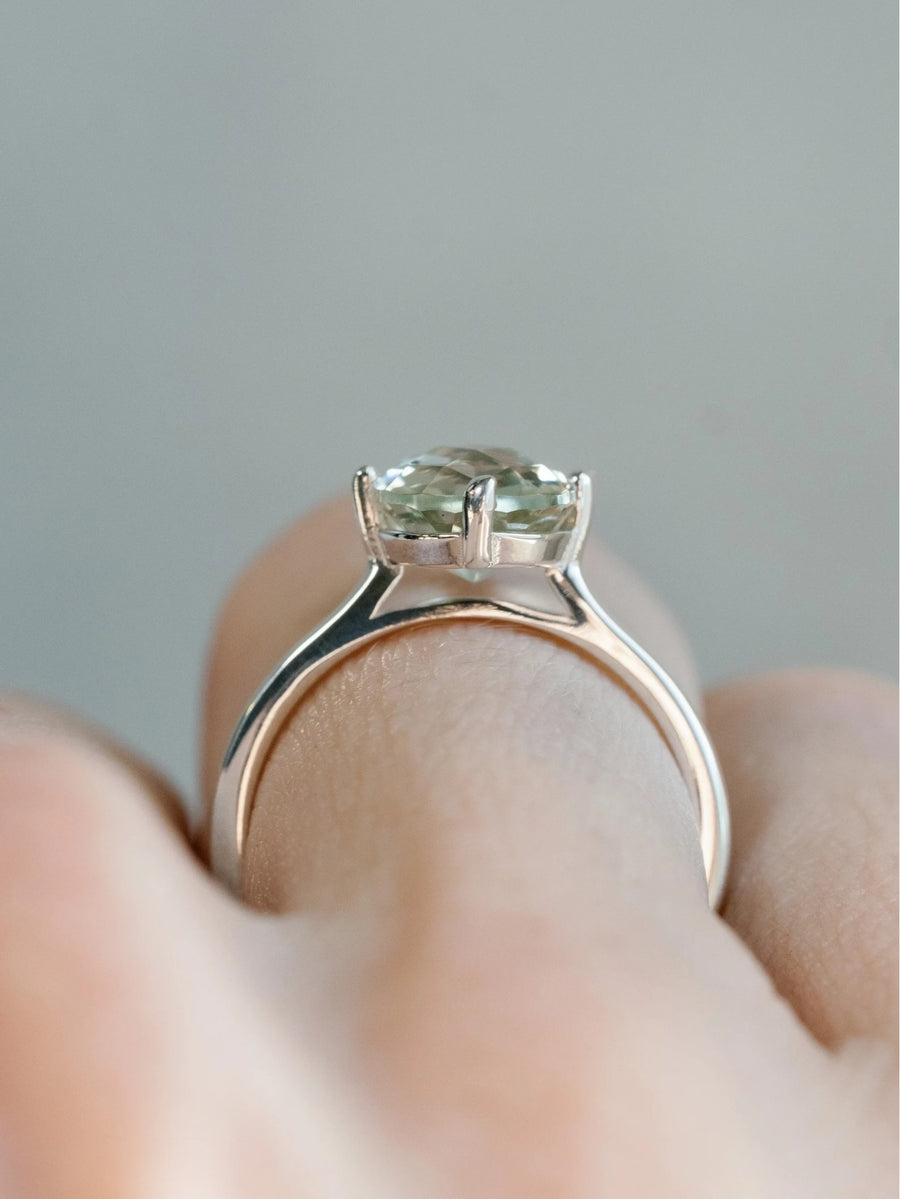 Green Amethyst Prasiolite Solitaire Ring