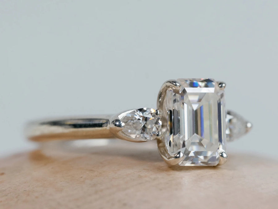 Three Stone Moissanite Engagement Ring