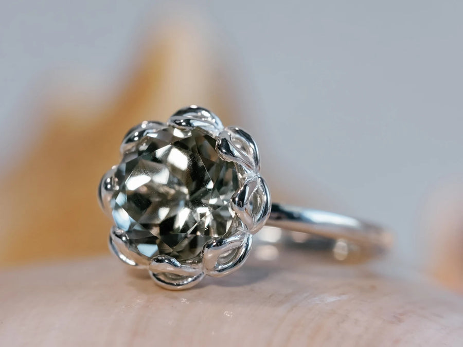 14k Large Prasiolite Green Amethyst Ring