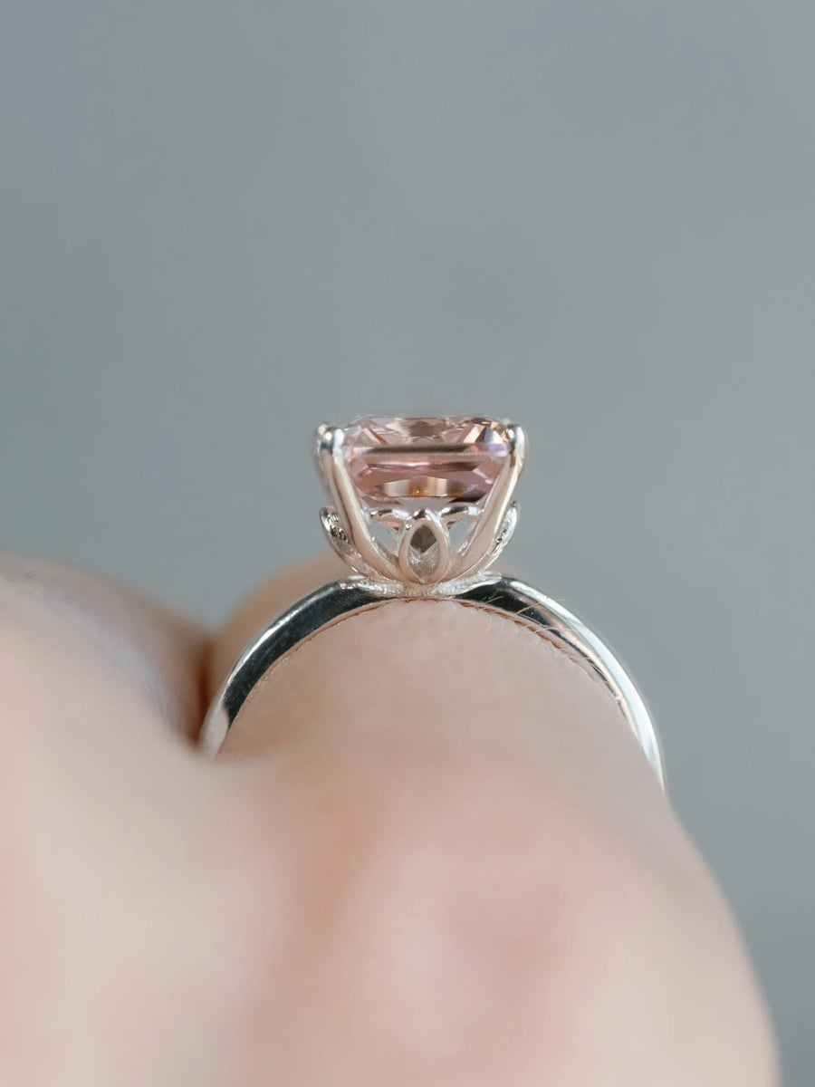 14k Radiant Cut Natural Morganite Ring