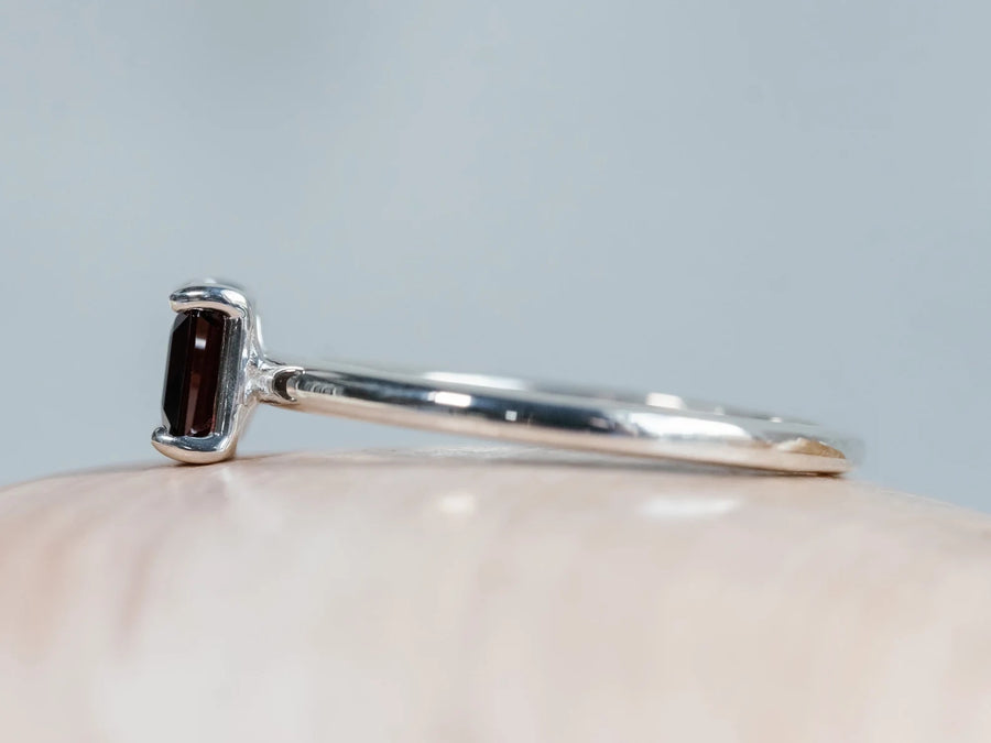 14k Emerald Cut Garnet Ring