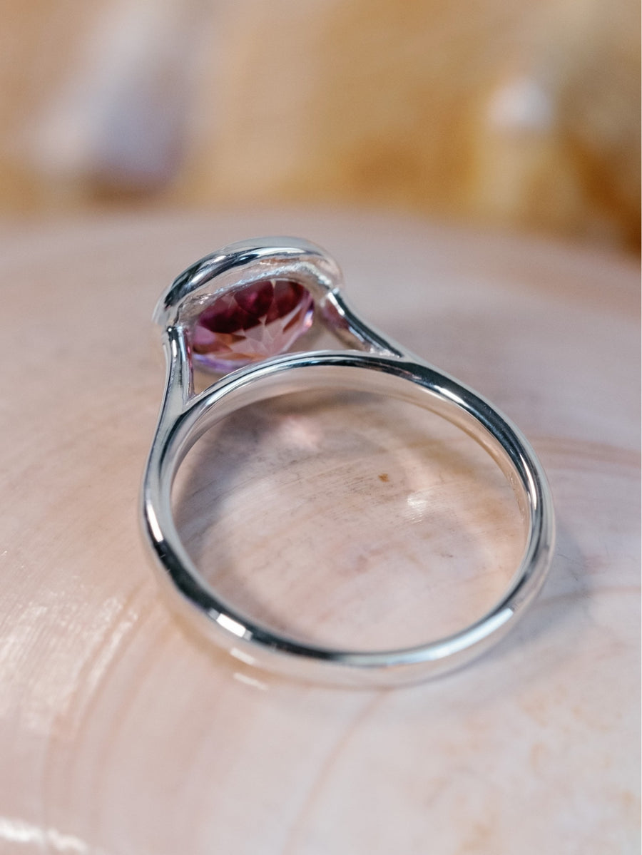 14k Pink Topaz Bezel Ring