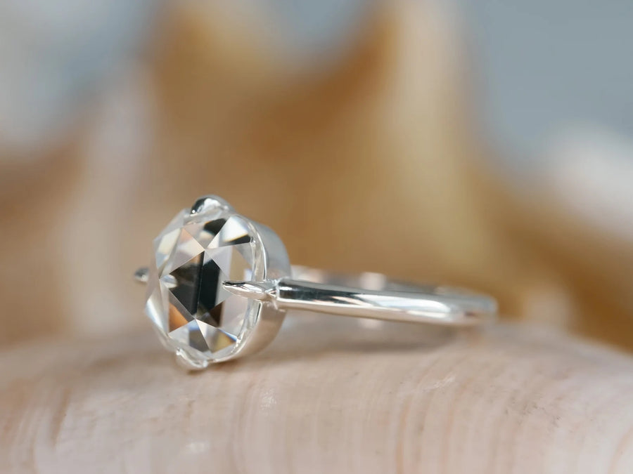 Antique Rose Cut Moissanite Ring