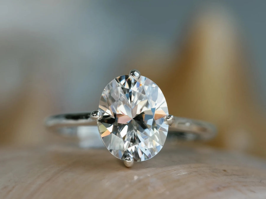 14k Oval Moissanite 3.00ct Engagement Ring