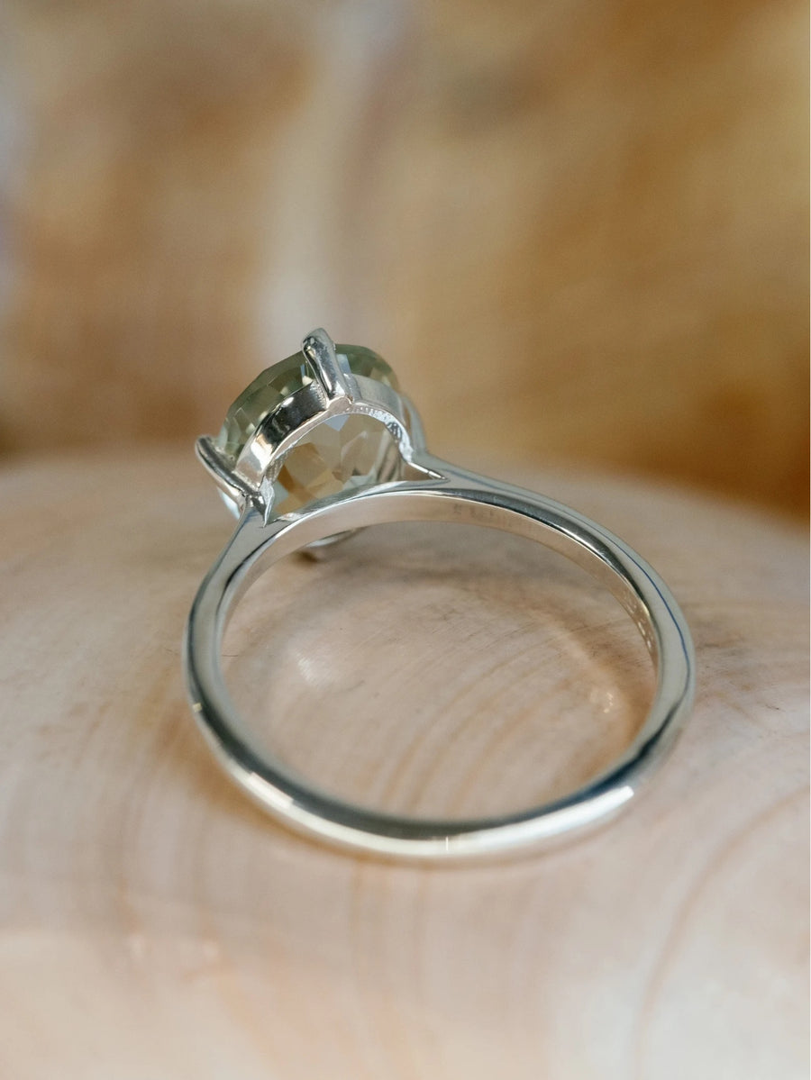 Green Amethyst Prasiolite Solitaire Ring