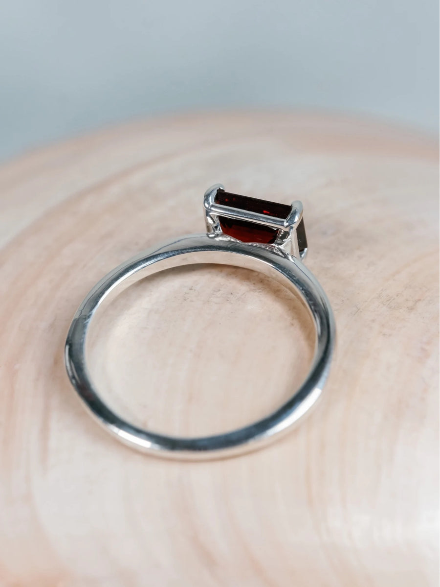 14k Emerald Cut Garnet Ring