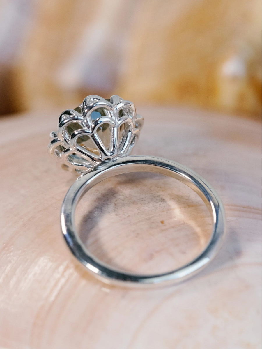 14k Large Prasiolite Green Amethyst Ring