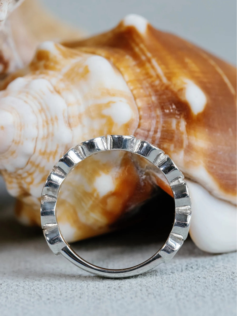 3mm Round Colorless Moissanite Bezel Stackable Band