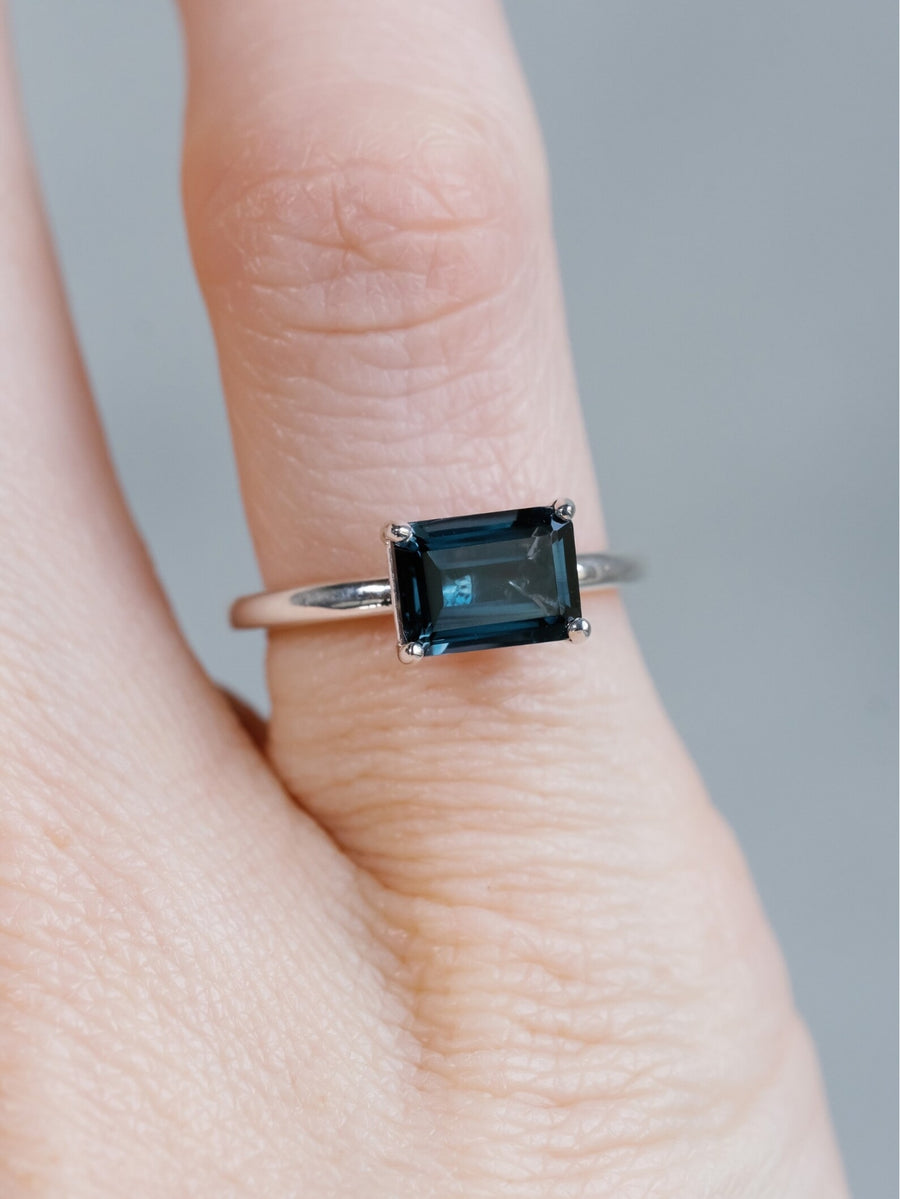 14k London Blue Topaz Emerald Cut London Blue Topaz