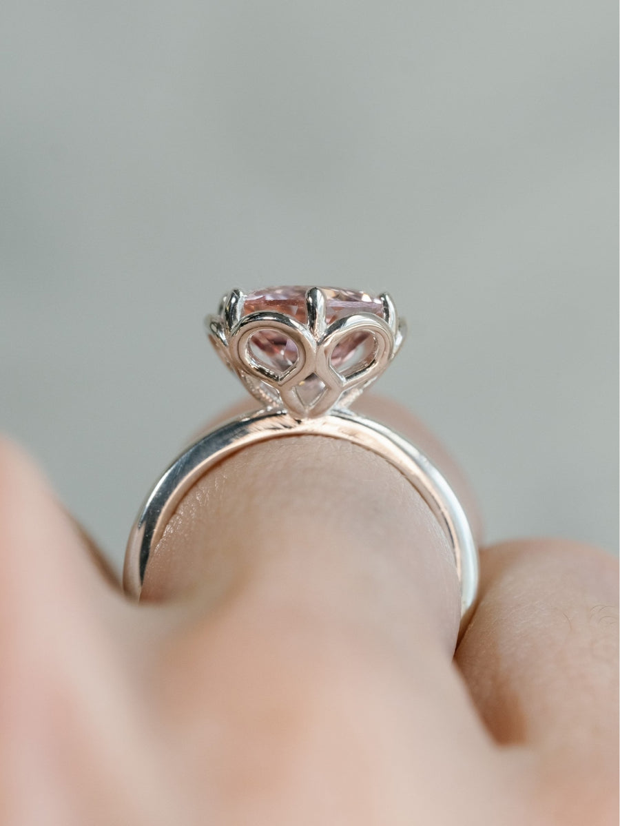 14k Natural Morganite Round Engagement Ring