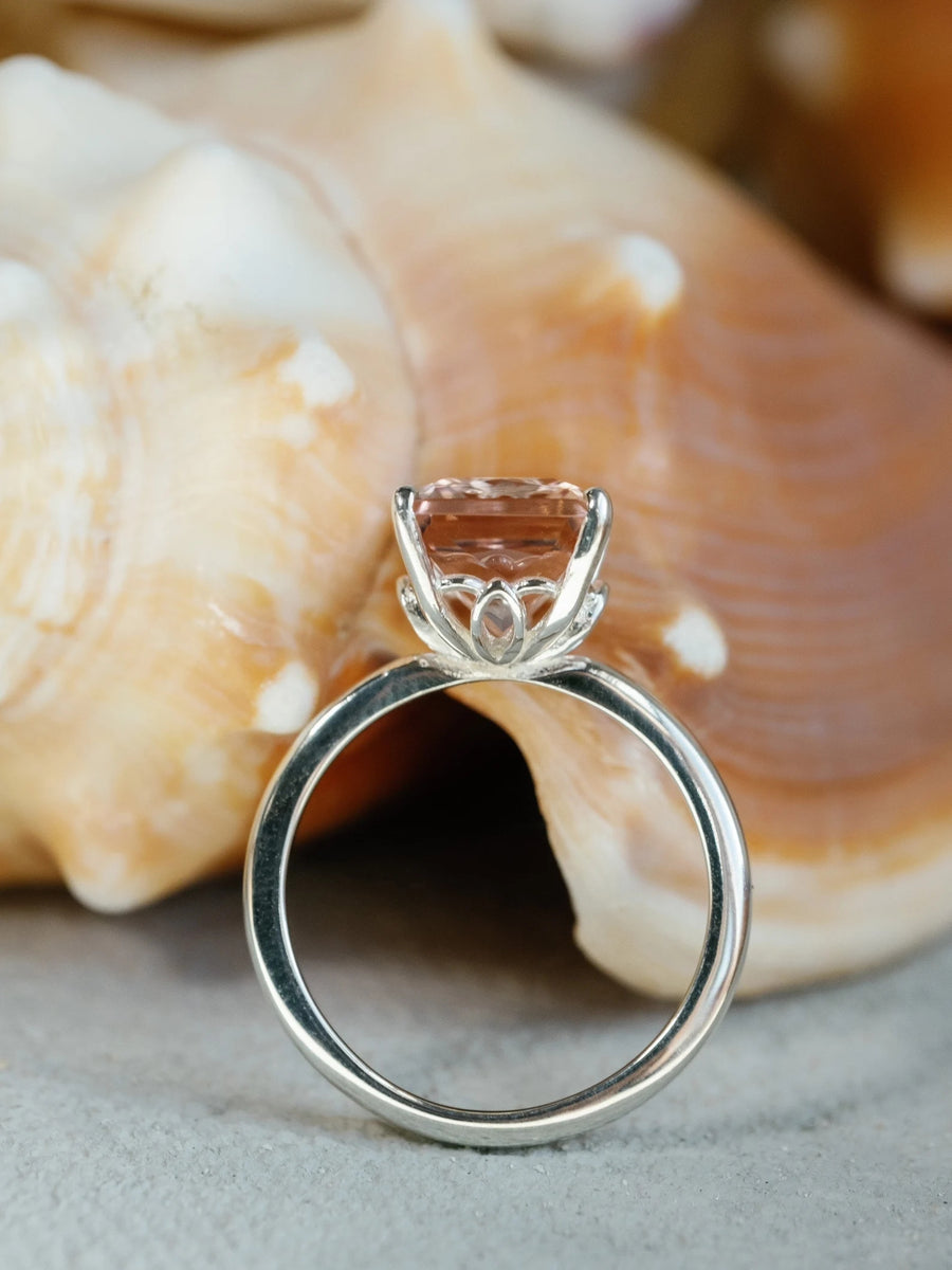 14k Radiant Cut Natural Morganite Ring