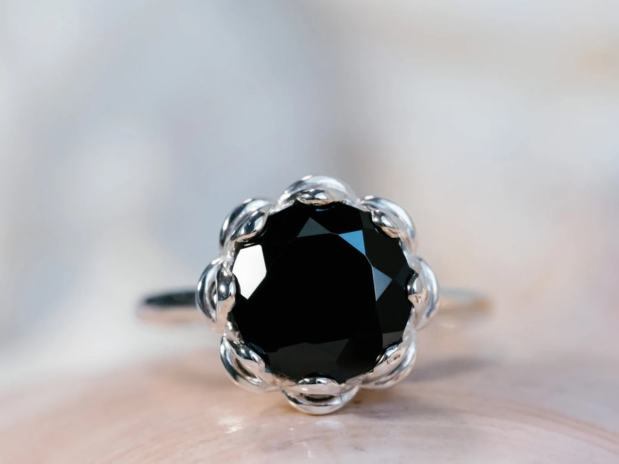 14k Large Black Spinel Cocktail Ring