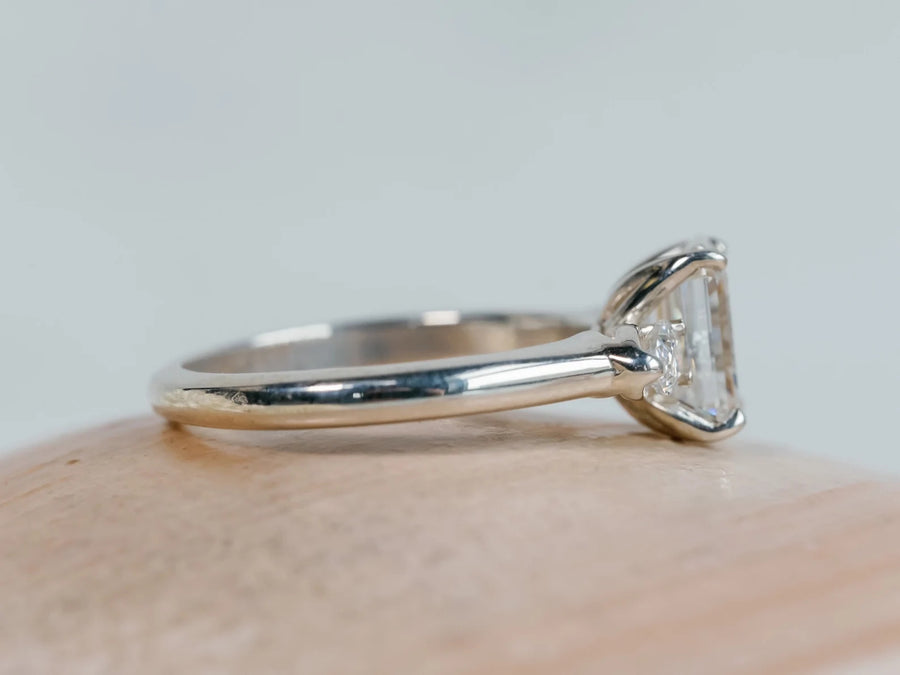 Three Stone Moissanite Engagement Ring