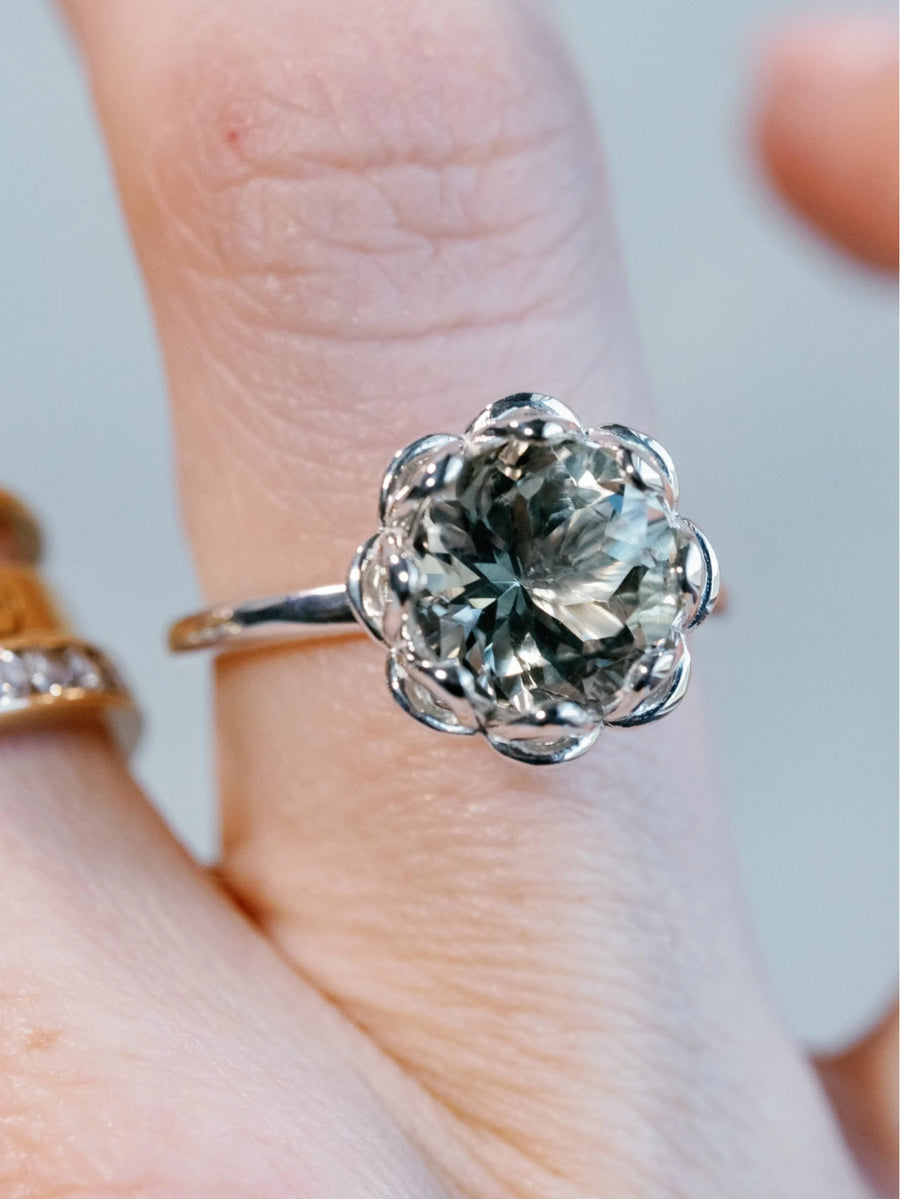 14k Large Prasiolite Green Amethyst Ring