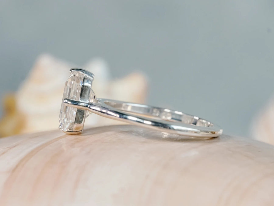 Emerald Cut Moissanite Engagement Ring