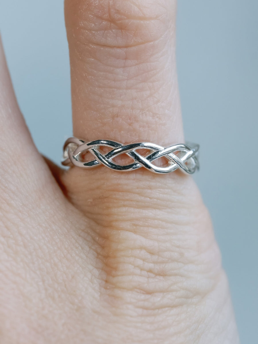 14k Solid Gold Celtic Braided Wedding Band Ring