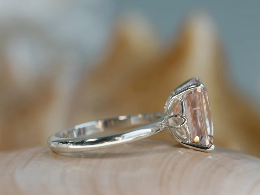 14k Radiant Cut Natural Morganite Ring