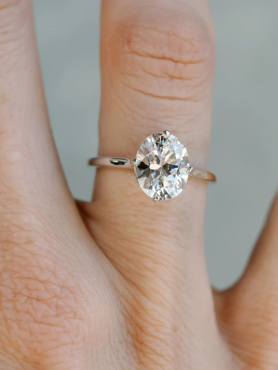 14k Oval Moissanite 3.00ct Engagement Ring