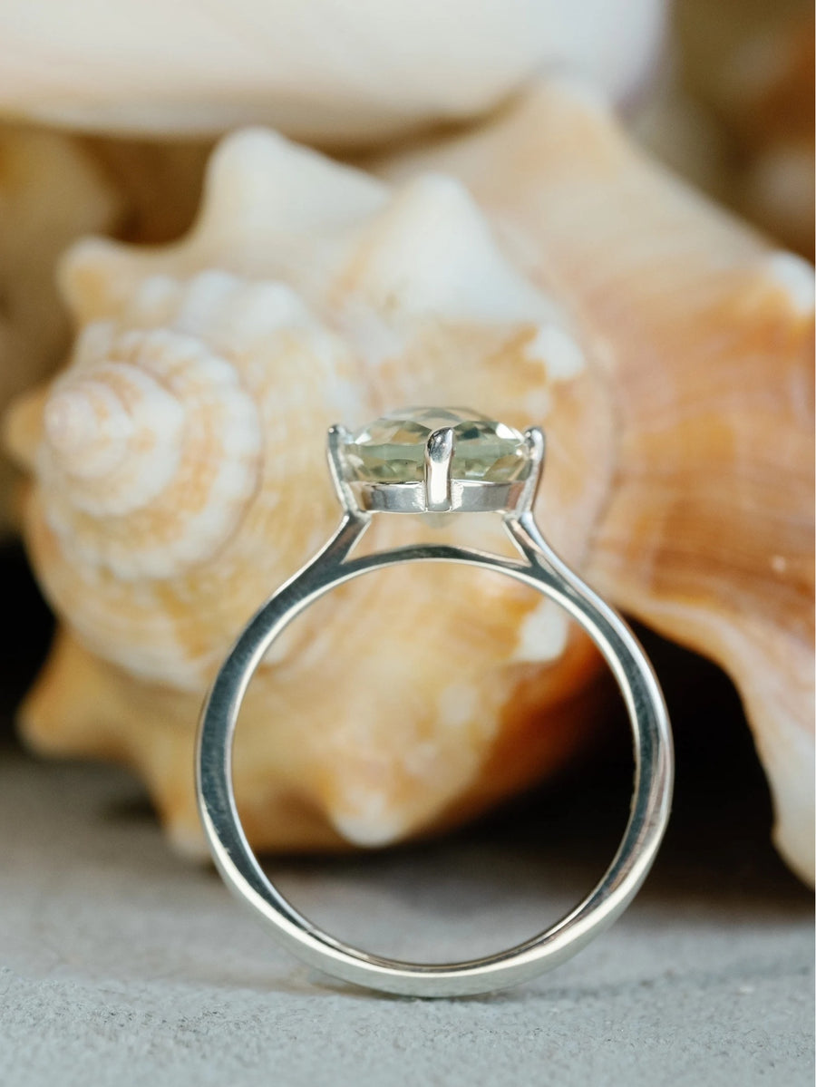 Green Amethyst Prasiolite Solitaire Ring
