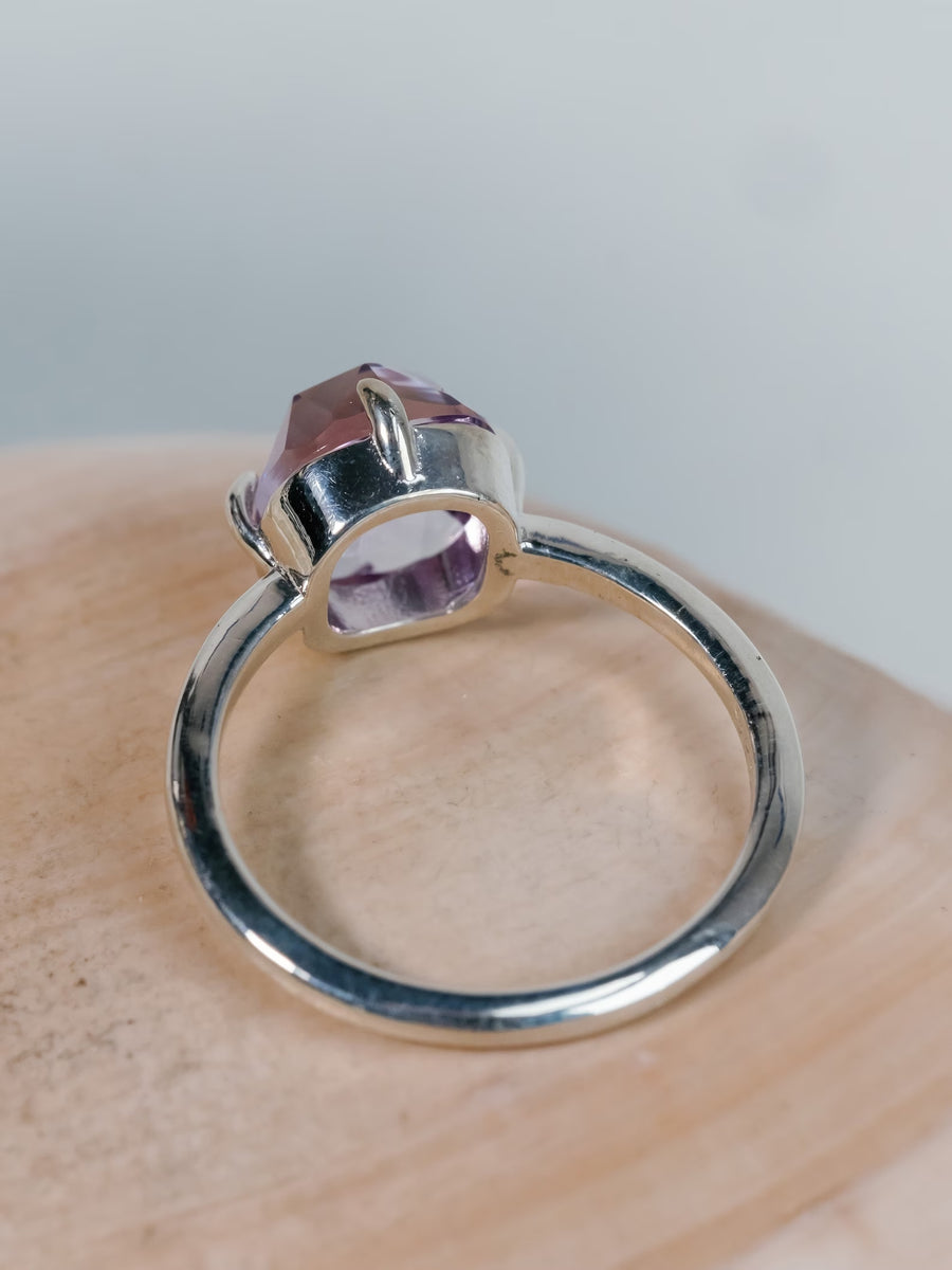 14k Amethyst Antique Rose Cut Rose De France Ring