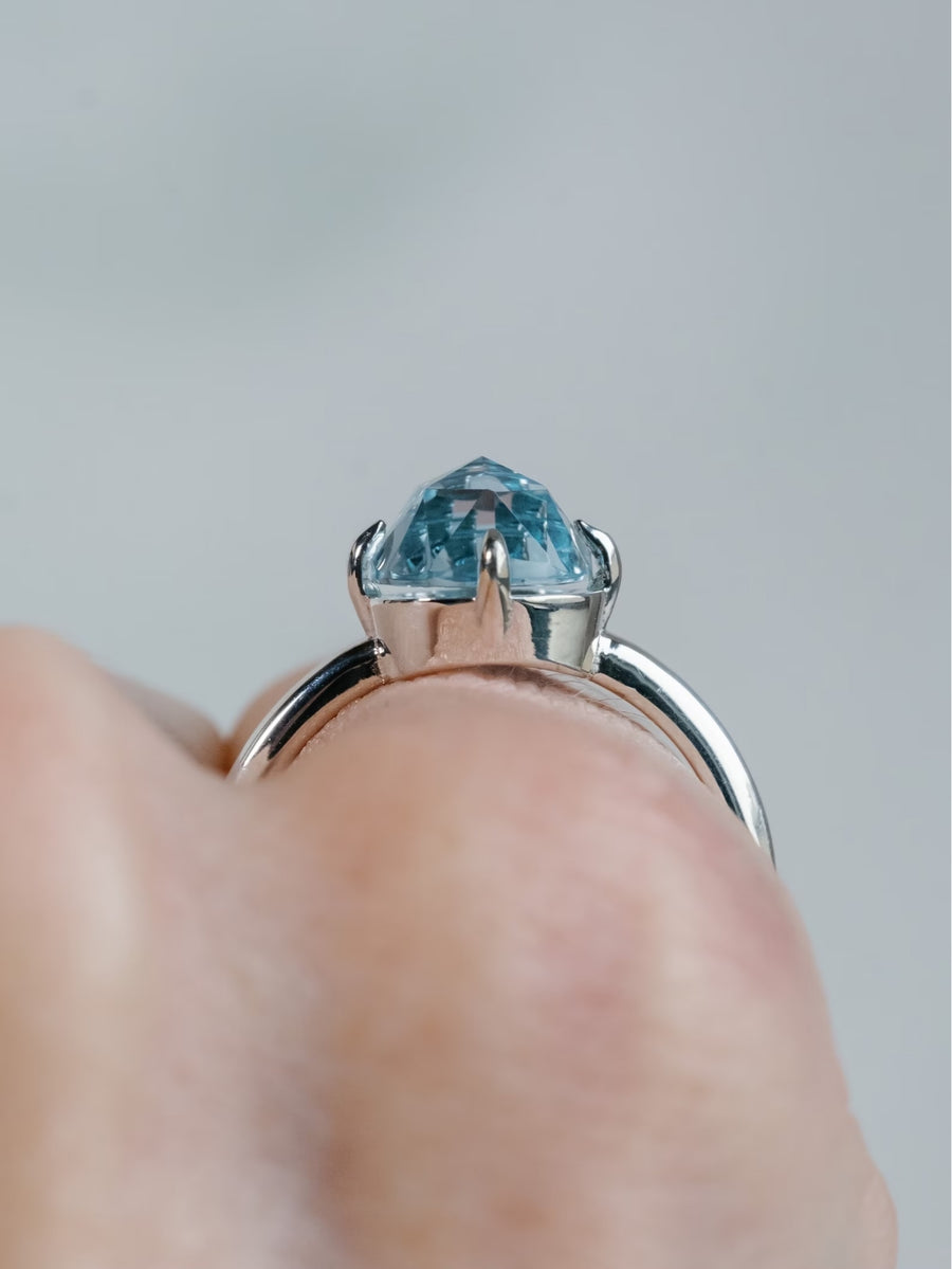 14k Rose Cut Sky Blue Topaz Ring