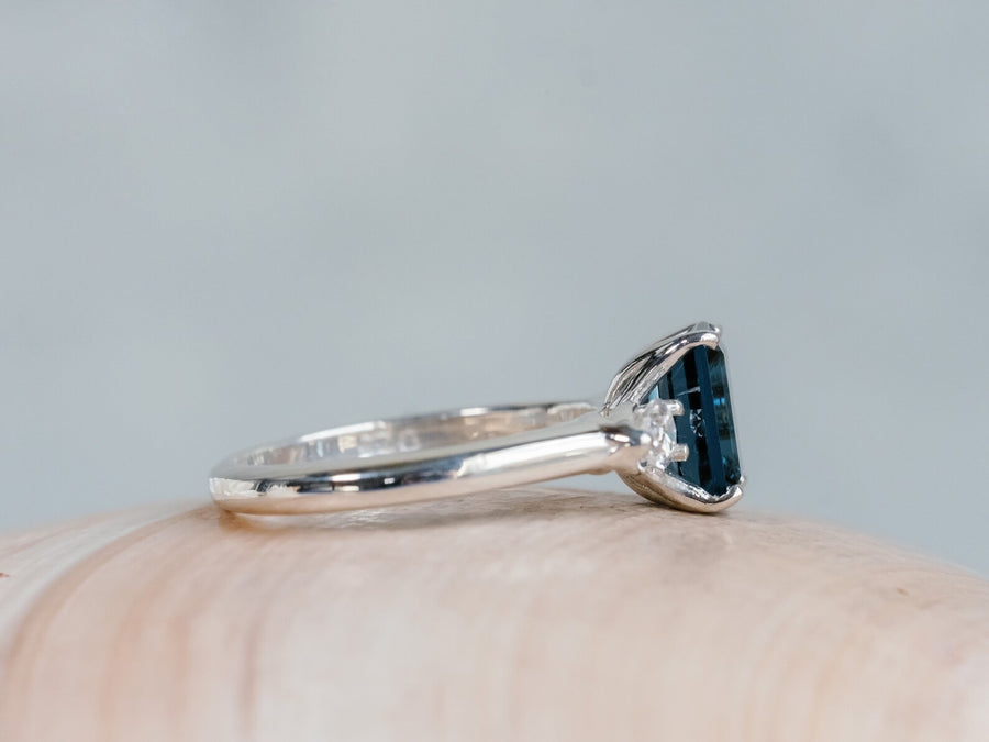 14k London Blue Topaz Three Stone Ring