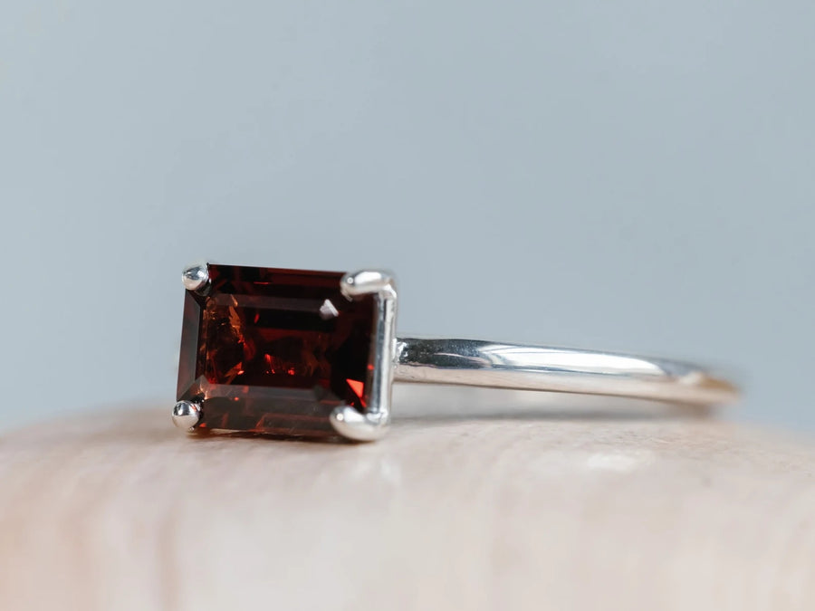 14k Emerald Cut Garnet Ring