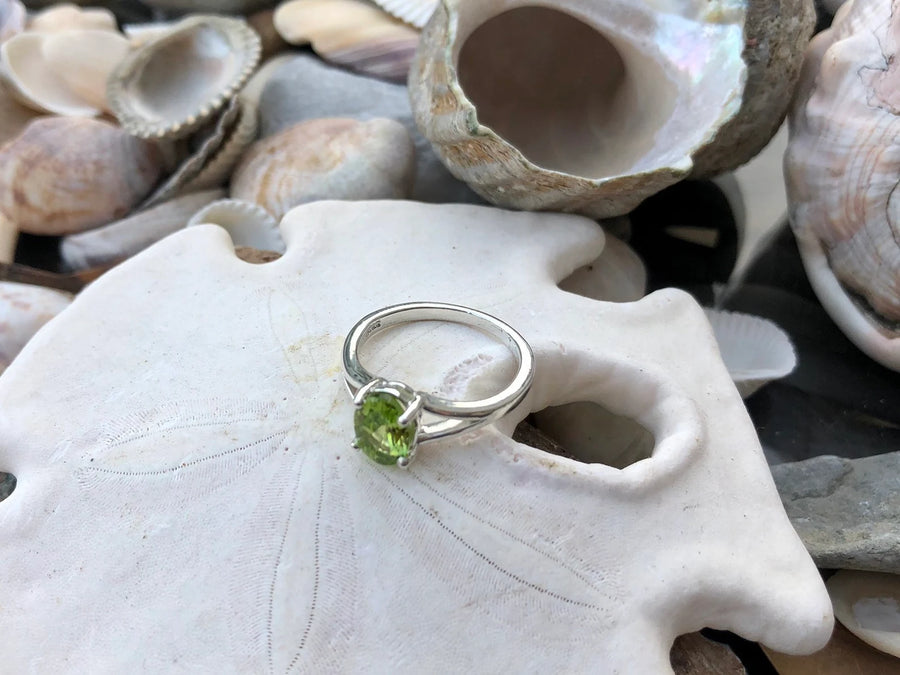 Oval Peridot Solitaire August Birthstone Ring