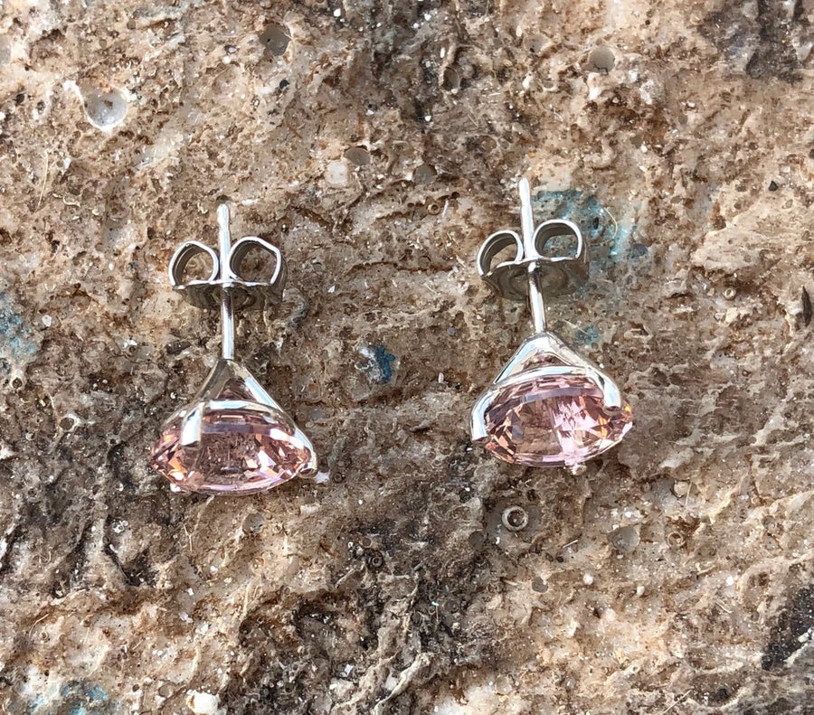 Morganite 4.00ct Martini Setting Stud Earrings