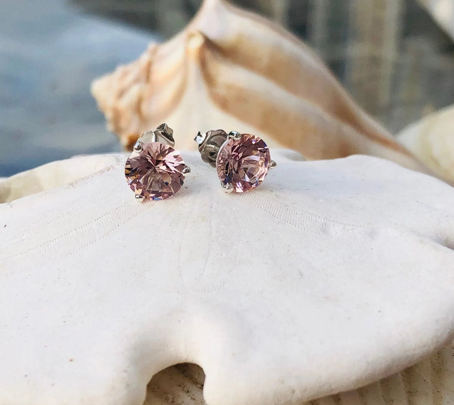 Morganite 4.00ct Martini Setting Stud Earrings