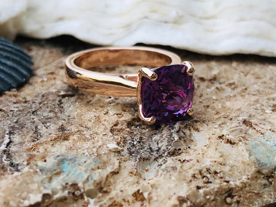 Cushion Cut Alexandrite Engagement Ring