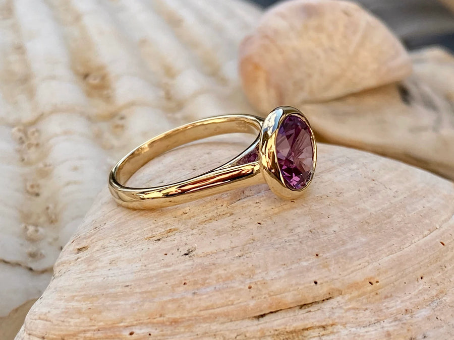 Alexandrite Solitaire Bezel Engagement Ring