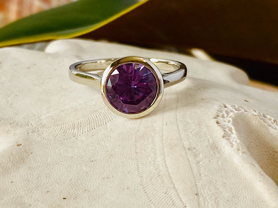 Alexandrite Solitaire Bezel Engagement Ring