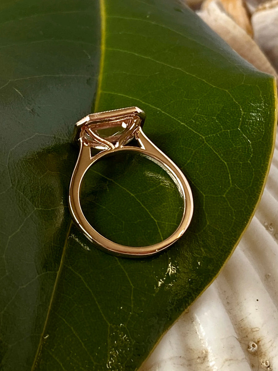 Morganite Emerald Cut East West Engagement Ring
