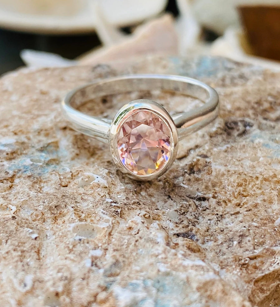 Oval Morganite Solitaire Engagement Ring