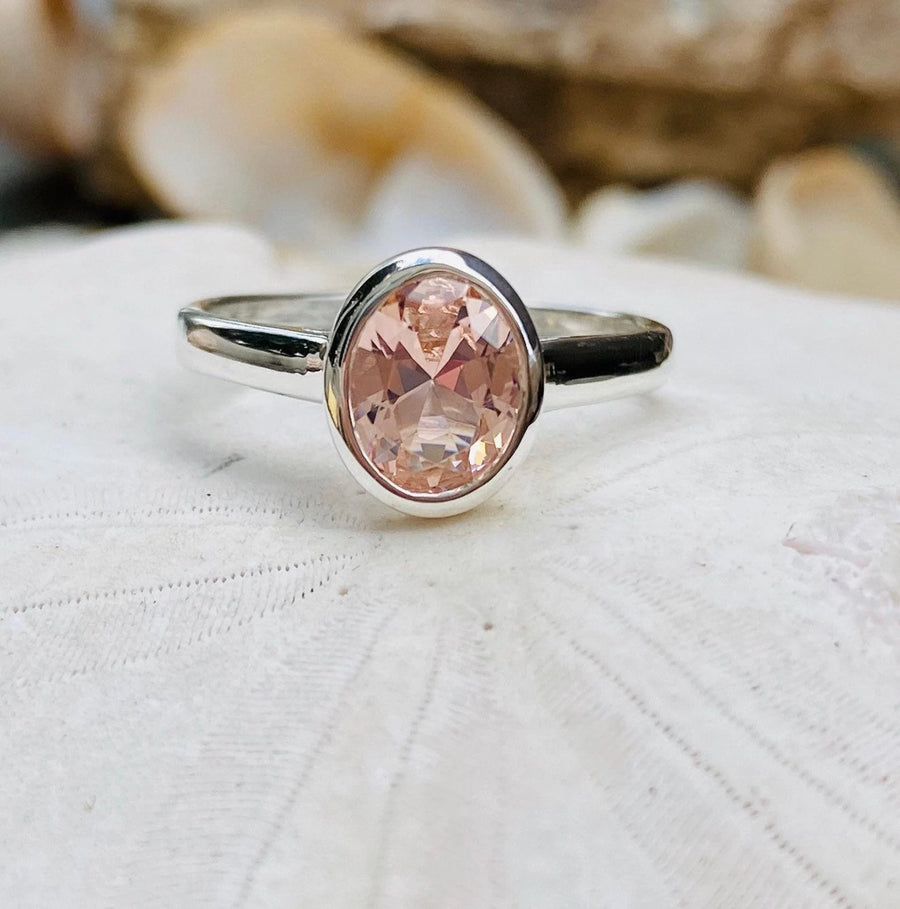 Oval Morganite Solitaire Engagement Ring