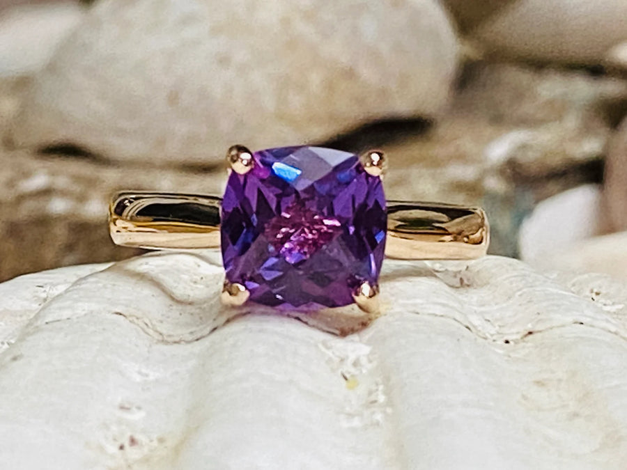 Cushion Cut Alexandrite Engagement Ring